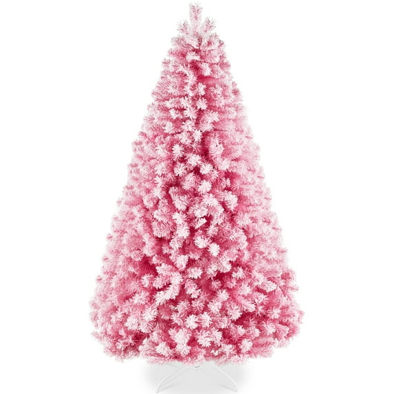 Best Choice Products Artificial Flocked Christmas Tree, 6ft Premium Unlit Colorful Pine Holiday Decor w/Stand - Pink