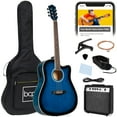thumbnail image 1 of Best Choice Products Beginner Acoustic Electric Guitar Starter Set 41in w/ Wood Cutaway Design, Gig Bag - Blue, 1 of 9