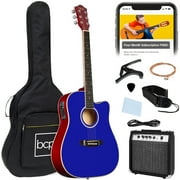 Best Choice Products Beginner Acoustic Electric Guitar Starter Set 41in w/ Wood Cutaway Design, Gig Bag - Dark Blue