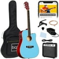 thumbnail image 1 of Best Choice Products Beginner Acoustic Electric Guitar Starter Set 41in w/ Wood Cutaway Design, Gig Bag - Sky Blue, 1 of 9