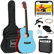 Best Choice Products Beginner Acoustic Electric Guitar Starter Set 41in w/ Wood Cutaway Design, Gig Bag - Sky Blue