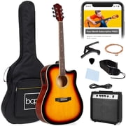Best Choice Products Beginner Acoustic Electric Guitar Starter Set 41in w/ Wood Cutaway Design, Gig Bag - Sunburst