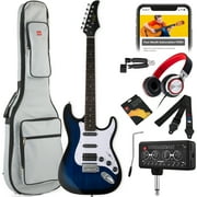 Best Choice Products Beginner HSS Electric Guitar Kit w/ Headphone Amp, Gig-Bag, Headphones - Hollywood Blue/White