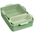 thumbnail image 1 of Best Choice Products Ceramic Bakeware Set of 3 Casserole, Loaf, and Square Dishes w/ Handles - Sage Green, 1 of 9