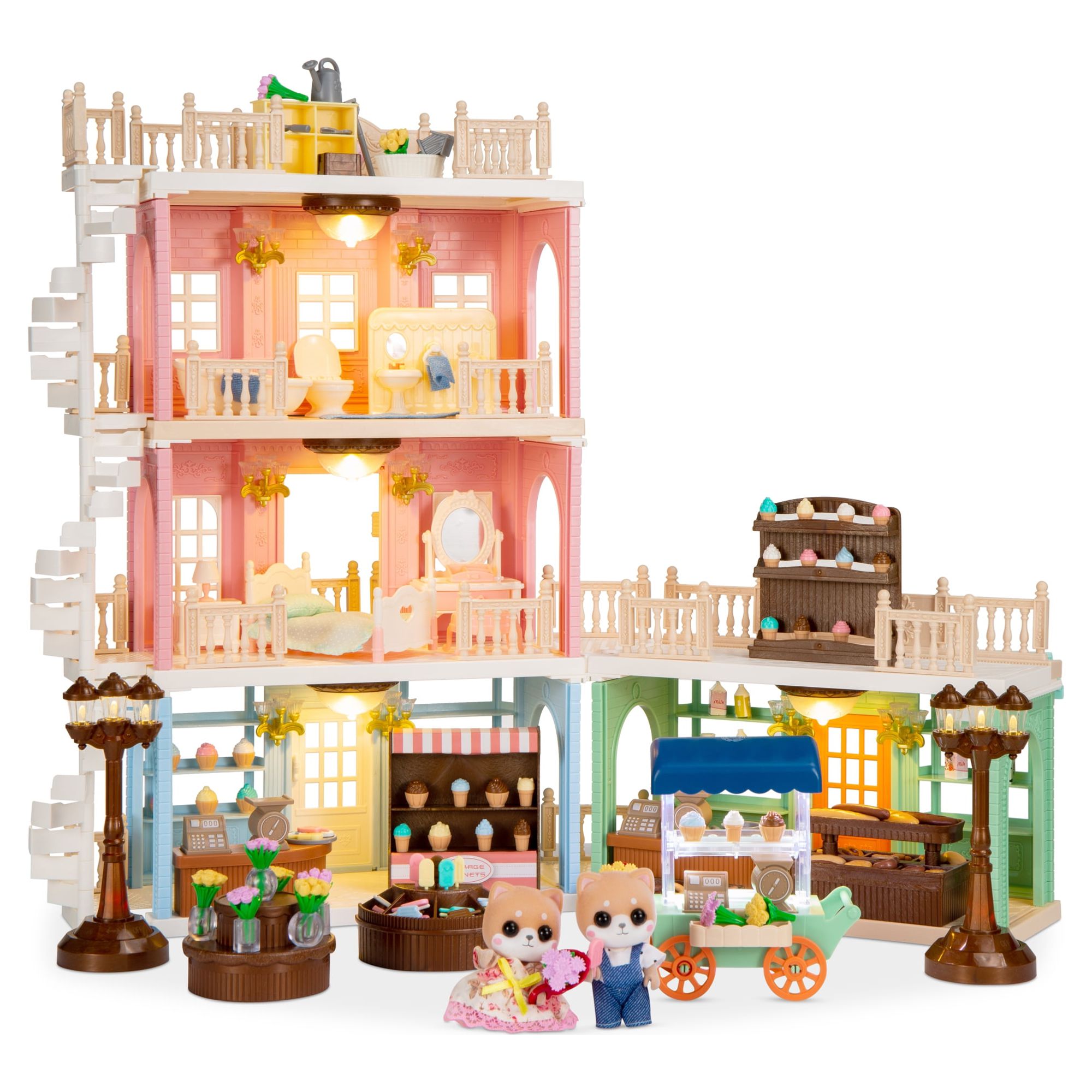 Best Choice Products Deluxe Cottage Dollhouse Mansion Pretend Toy Playset w/ 225 Accessories  and Tiny Critters for Kids - image 1 of 7