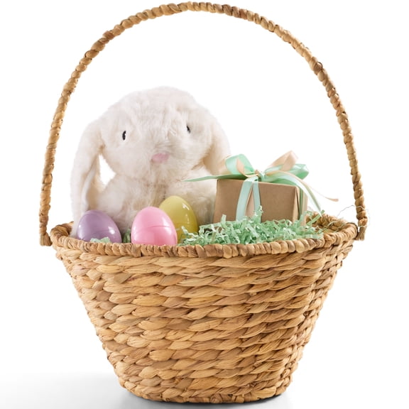 Best Choice Products Easter Basket, Small Woven Easter Basket for Kids w/ Collapsible Handle, Tapered Shape - Natural