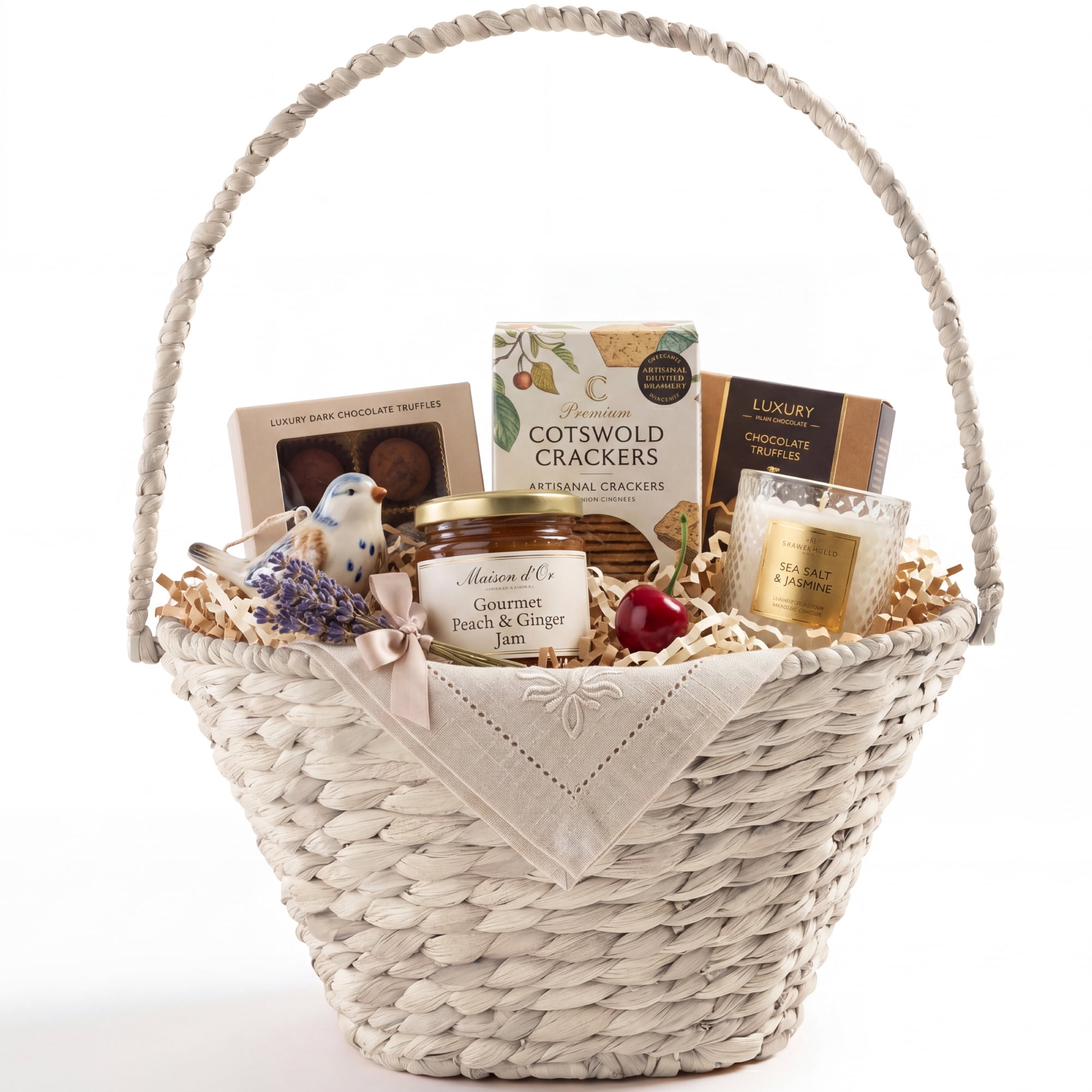 Best Choice Products Handwoven Medium Mother's Day Gift Basket, 20 inch Basket Basket w/Collapsible Handle - White