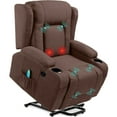 thumbnail image 1 of Best Choice Products Electric Power Lift Linen Recliner Massage Chair Furniture w/ USB Port, Heat, Cupholders - Brown, 1 of 8