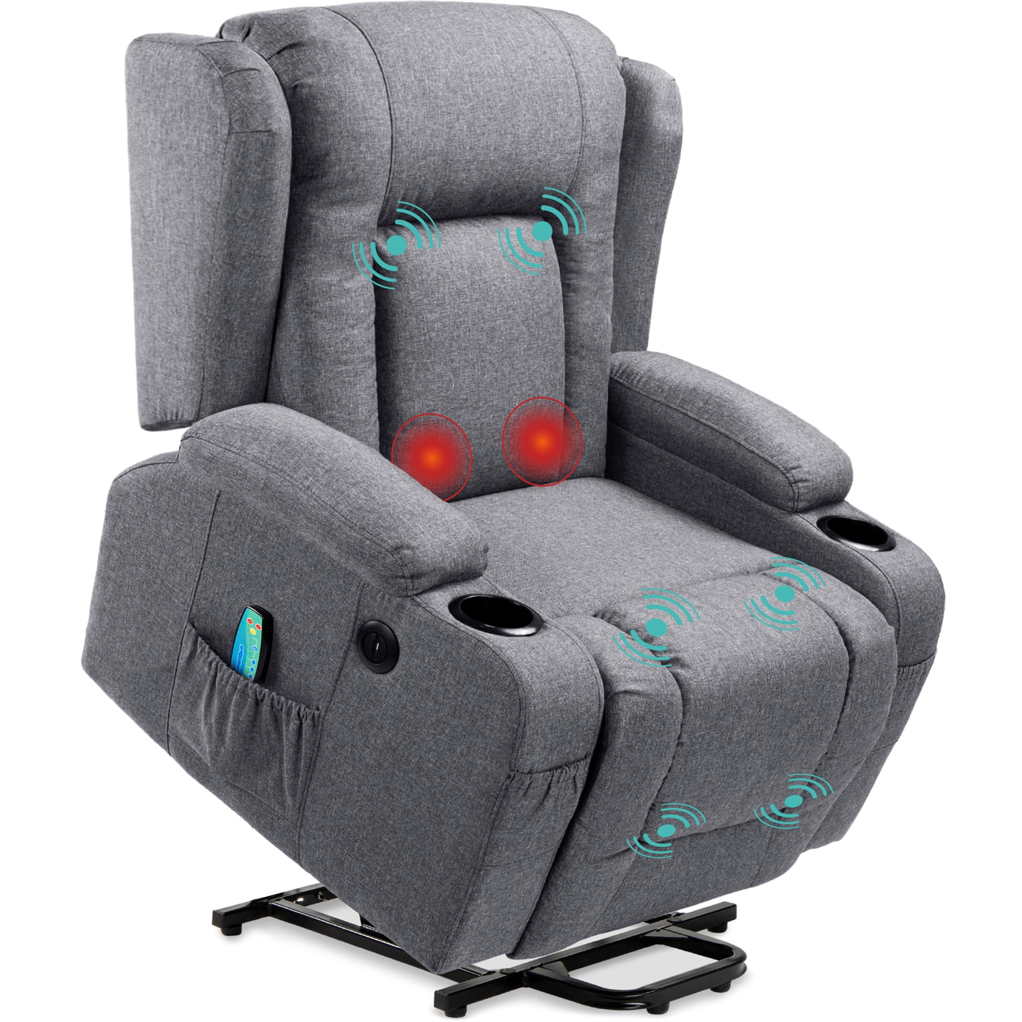 Best Choice Power Lift Recliner with USB, Heat, Massage - Gray