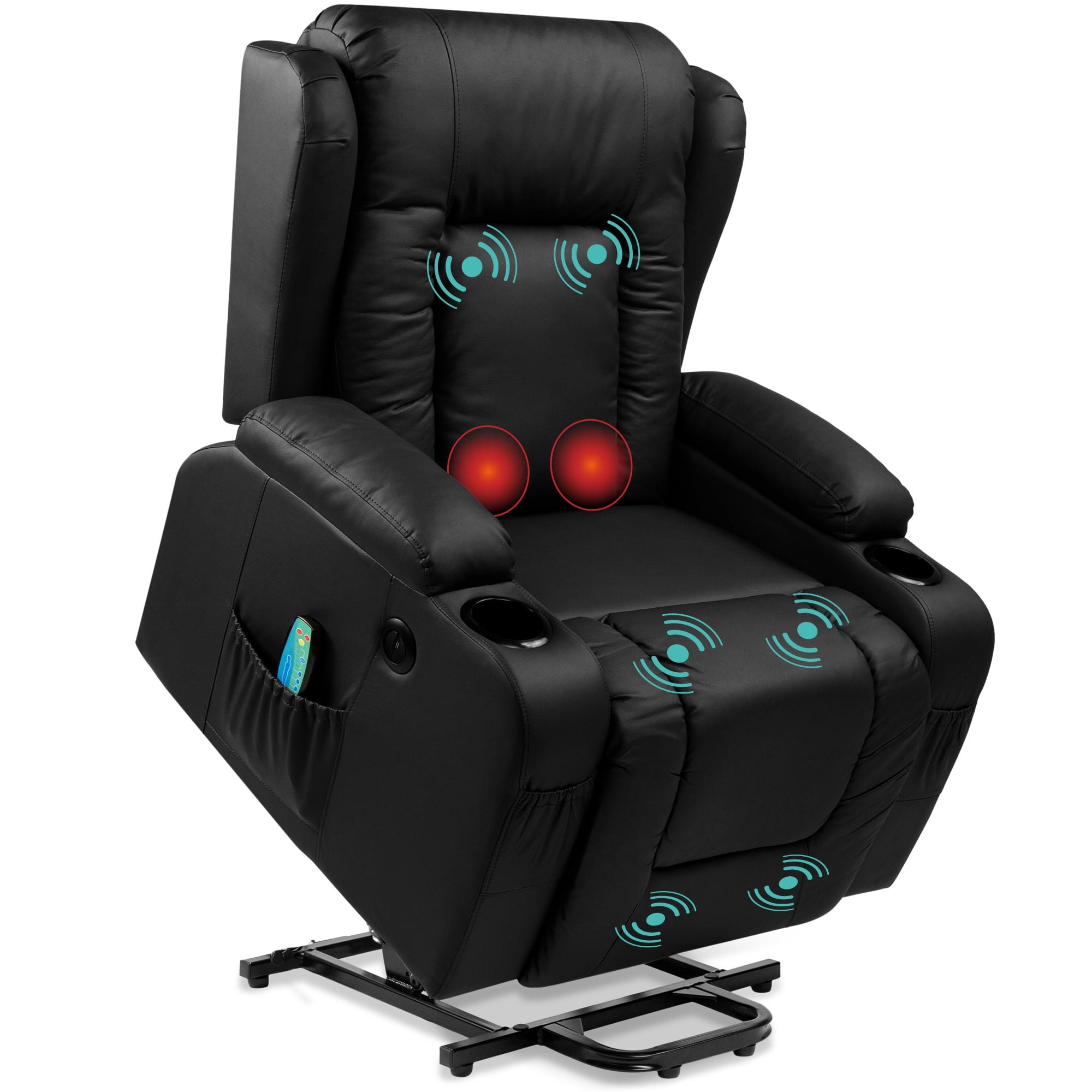 Black Faux Leather Heavy Duty Massage Recliner Chair