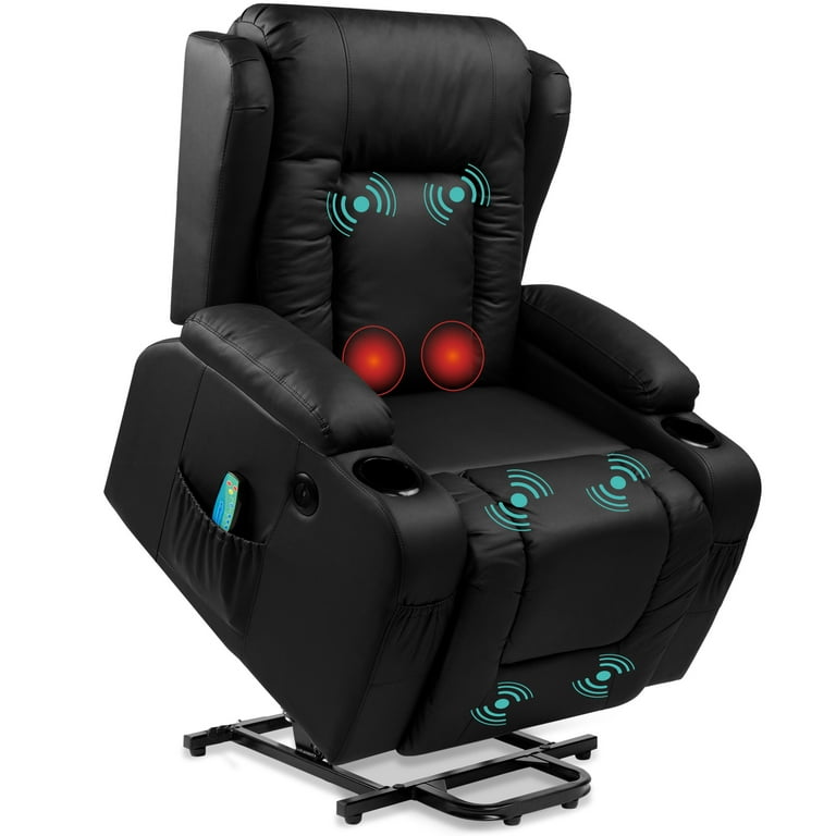 Best Choice Products Large Power Lift Recliner Massage Chair for Elderly w Heat USB Port Cupholders Black Walmart
