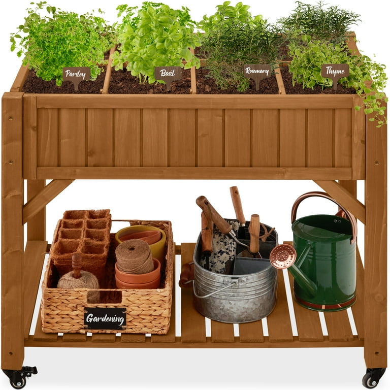 Best Choice Products Raised Mobile Herb Garden Bed Planter w