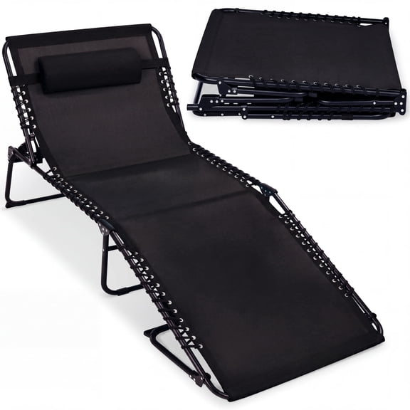 Best Choice Products Extra Wide Patio Chaise Lounge Chair, Portable Folding Recliner w/ 8 Positions - Black