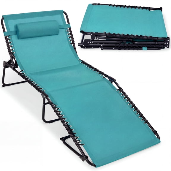 Best Choice Products Extra Wide Patio Chaise Lounge Chair, Portable Folding Recliner w/ 8 Positions - Teal