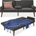 thumbnail image 1 of Best Choice Products Fabric Upholstered Convertible Futon w/ Rounded Armrests, Wooden Legs, 2 Cupholders - Charcoal, 1 of 8