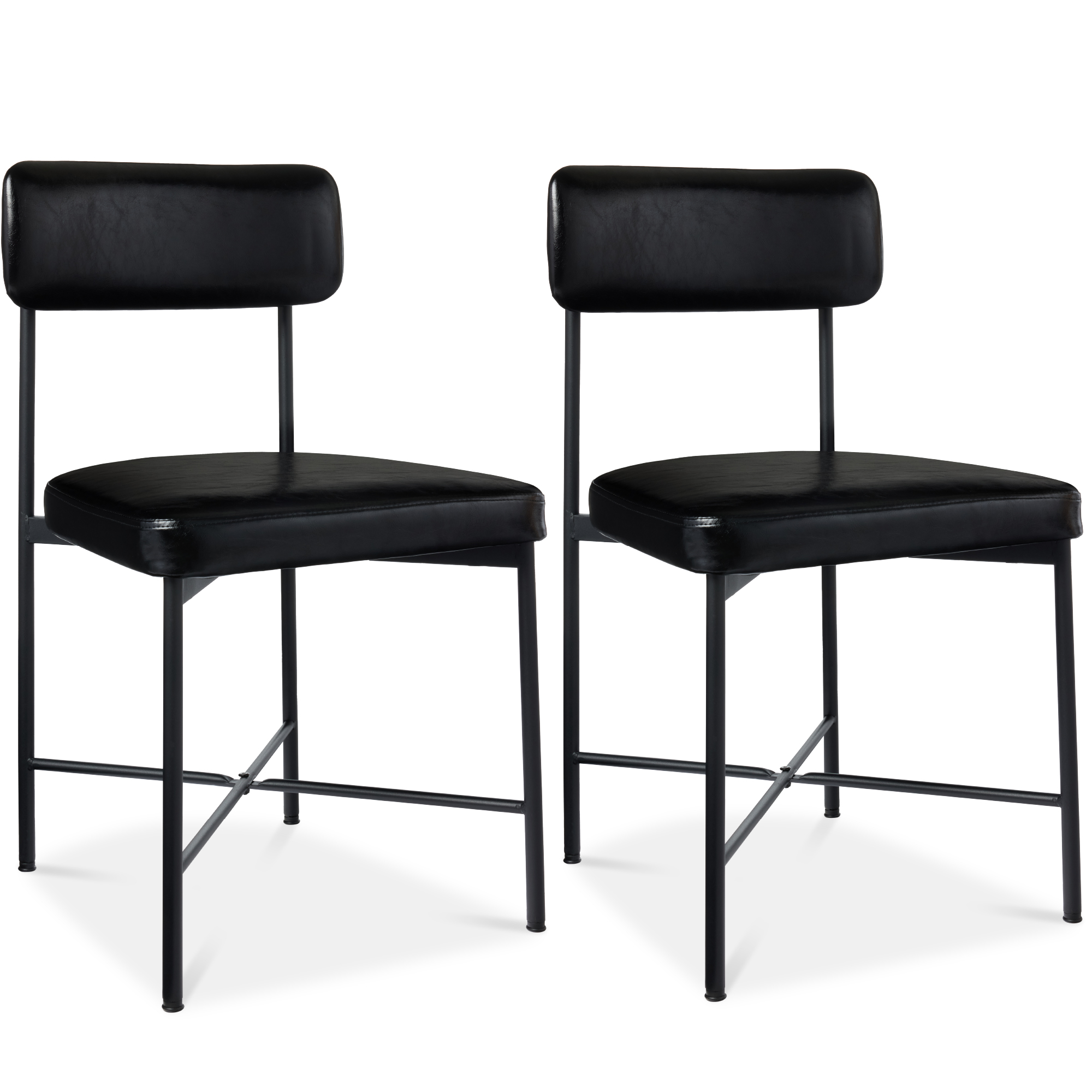 Best Choice Products Faux Leather Dining Chair Set of 2, Standard Height w/ Metal Frame - Midnight Black