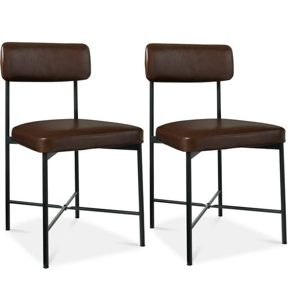 Best Choice Products Faux Leather Dining Chair Set of 2, Standard Height w/ Metal Frame - Mocha Brown