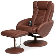 Best Choice Products Faux Leather Electric Massage Recliner Chair w/ Stool Ottoman, Remote Control, 5 Modes - Brown