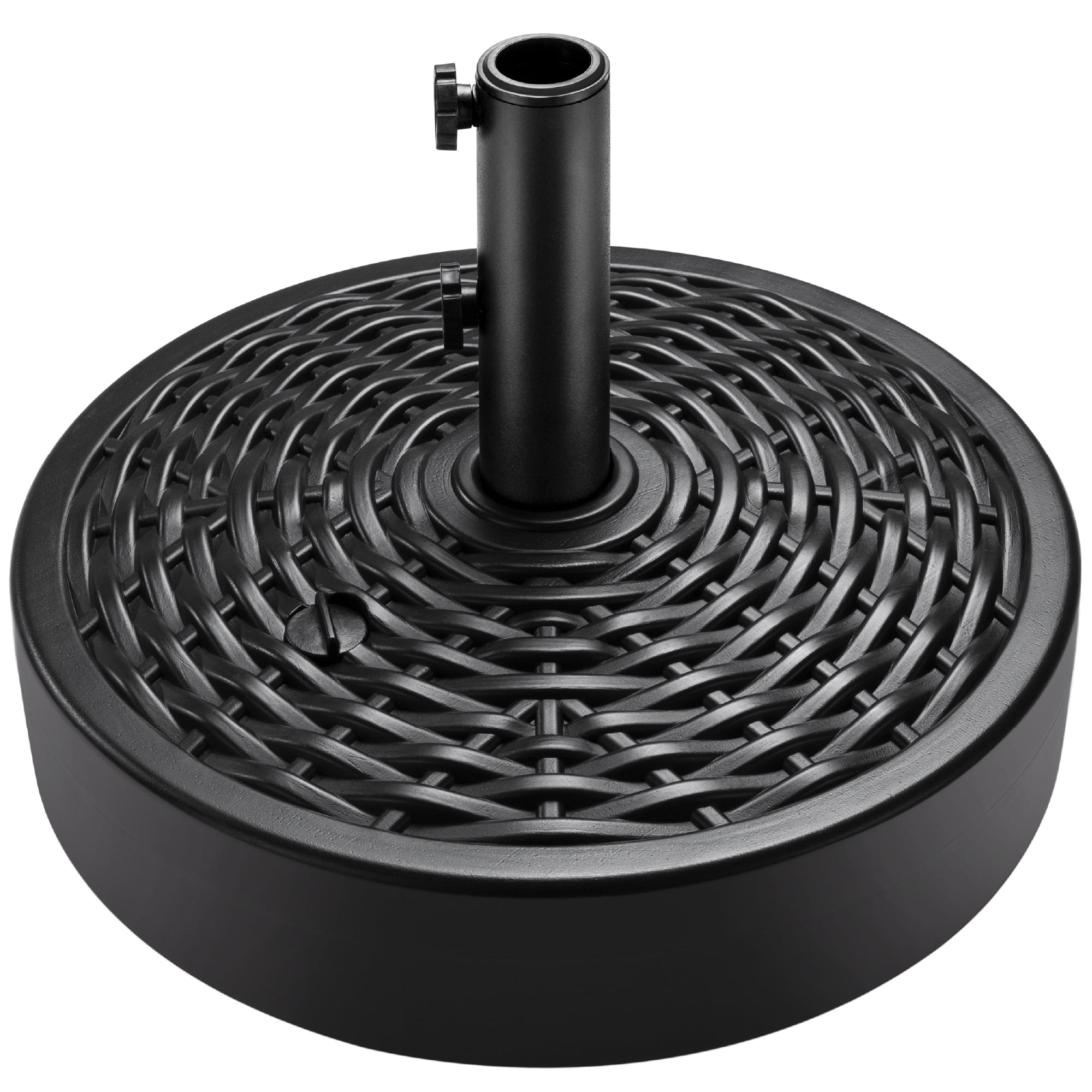 Best Choice Products Fillable Plastic Patio Umbrella Base Stand, Pole Holder w/ 2 Adjustment Knobs, Faux Wicker Pattern