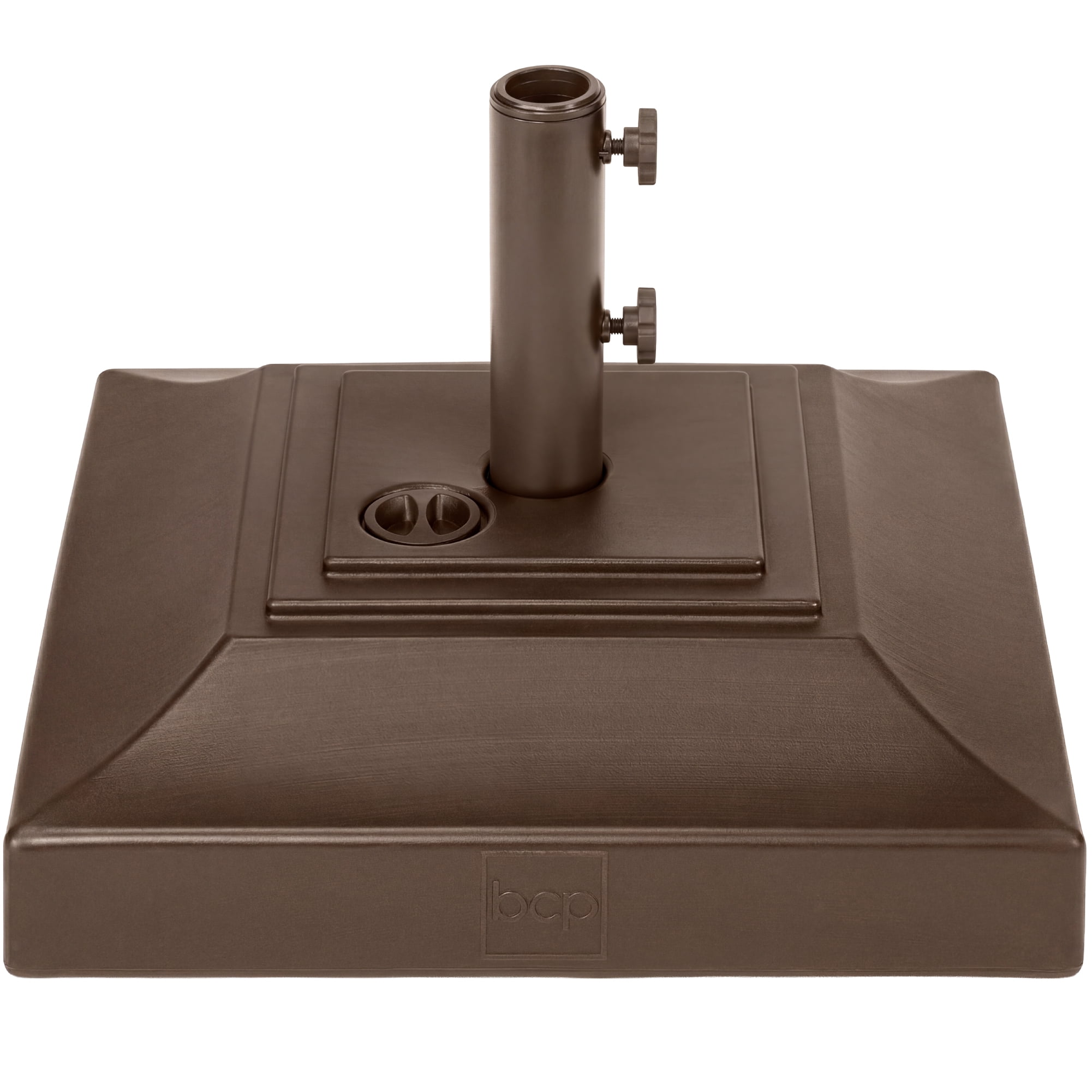 Best Choice Products Fillable Plastic Patio Umbrella Base Stand, Pole Holder w/ Adjustment Knob, Pyramid Design - Brown