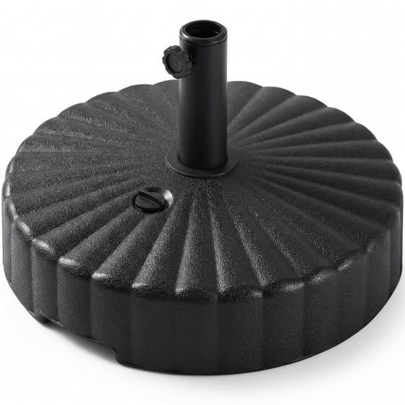 Best Choice Products Fillable Plastic Patio Umbrella Base Stand, Pole Holder w/ Adjustment Knob, Scallop Pattern - Black