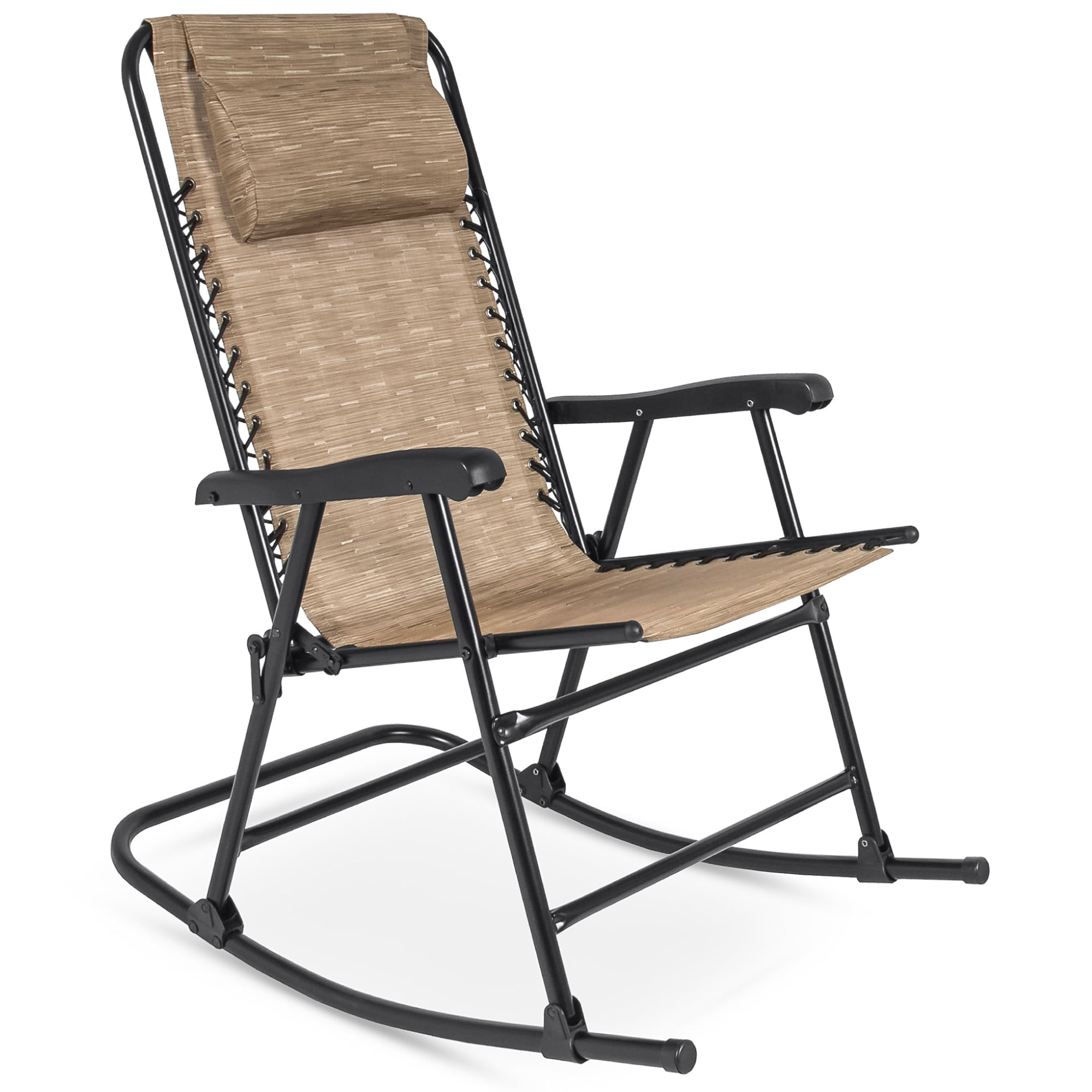 Best Choice Products Foldable Zero Gravity Rocking Patio Lounge Chair Beige 