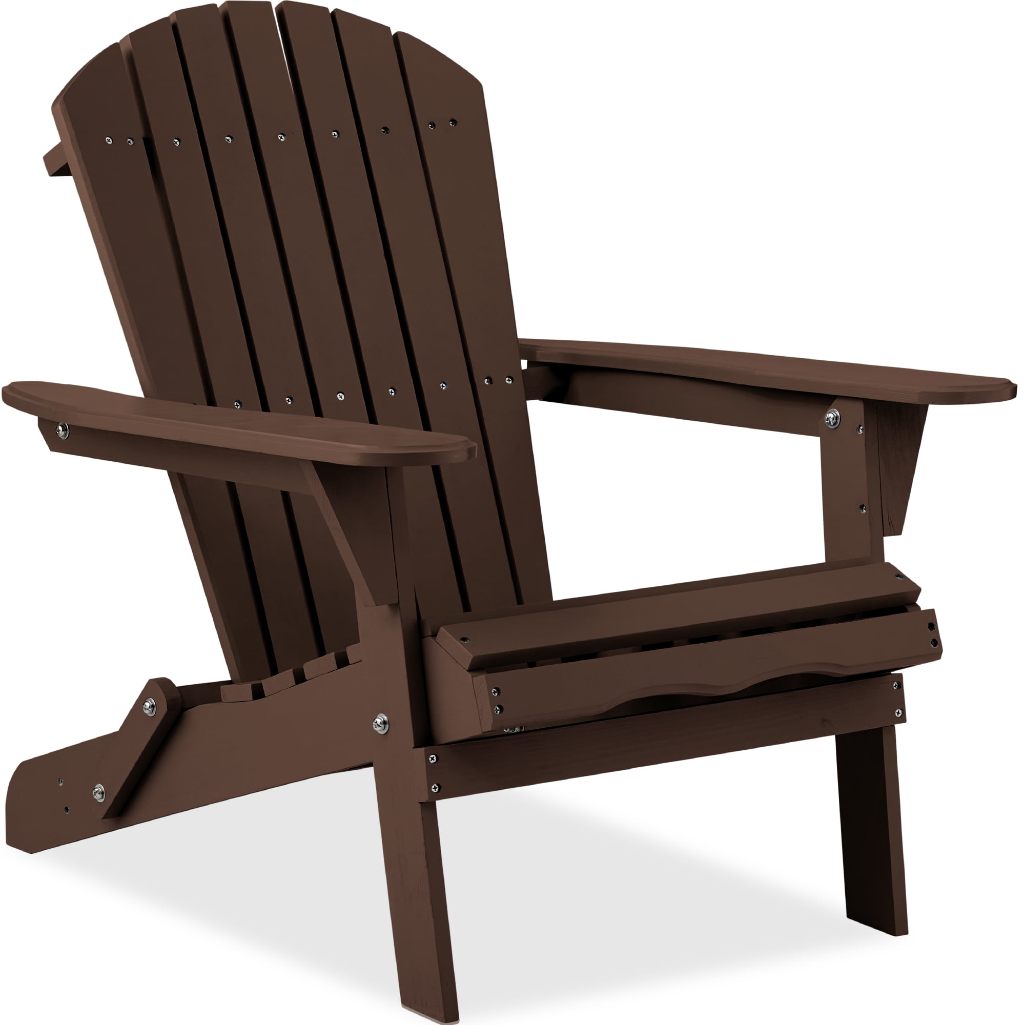 Brown Wooden Folding Adirondack Chair with Arms