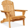 thumbnail image 1 of Best Choice Products Folding Adirondack Chair Outdoor, Wooden Accent Lounge Furniture w/ 350lb Capacity - Natural, 1 of 9