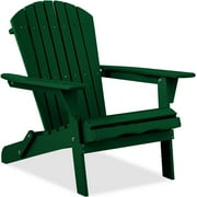 Best Choice Products Folding Adirondack Chair Outdoor, Wooden Accent Lounge Furniture w/ 350lb Capacity - Yard Green