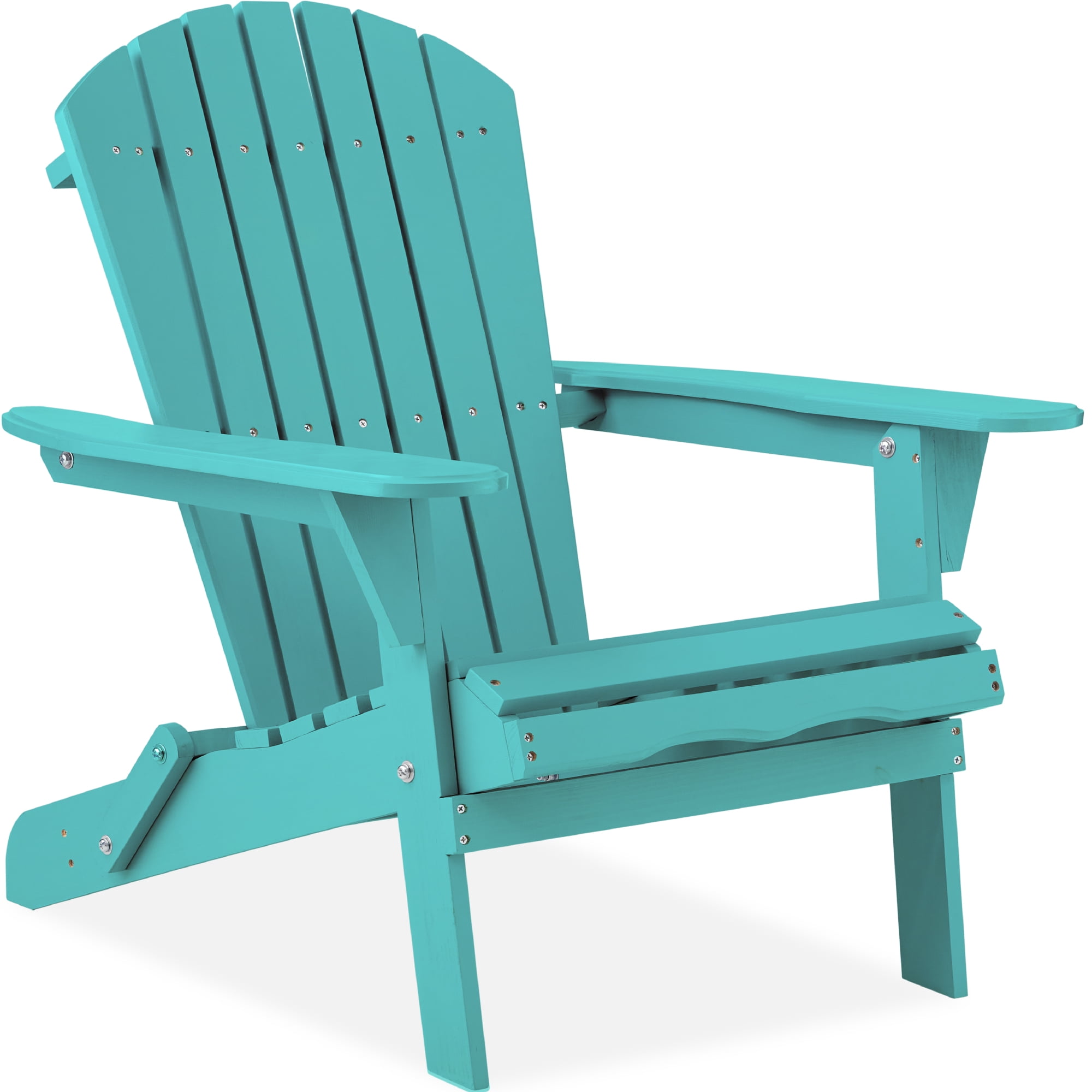 Best Choice Products Folding Adirondack Chair Outdoor, Wooden Accent Lounge Furniture w/ 350lb Capacity - Dark Turquise