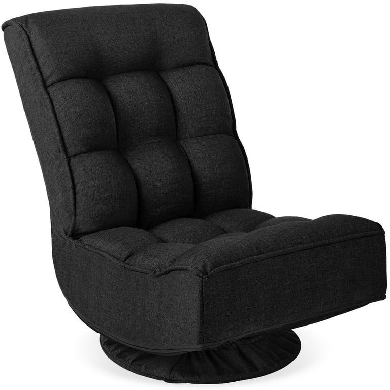 Best Choice Products Folding Floor Gaming Chair for Home Office w 360 Degree Swivel 4 Positions Black