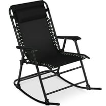 Best Choice Products Folding Outdoor Zero Gravity Rocking Lounge Chair w/ Headrest Pillow - Black