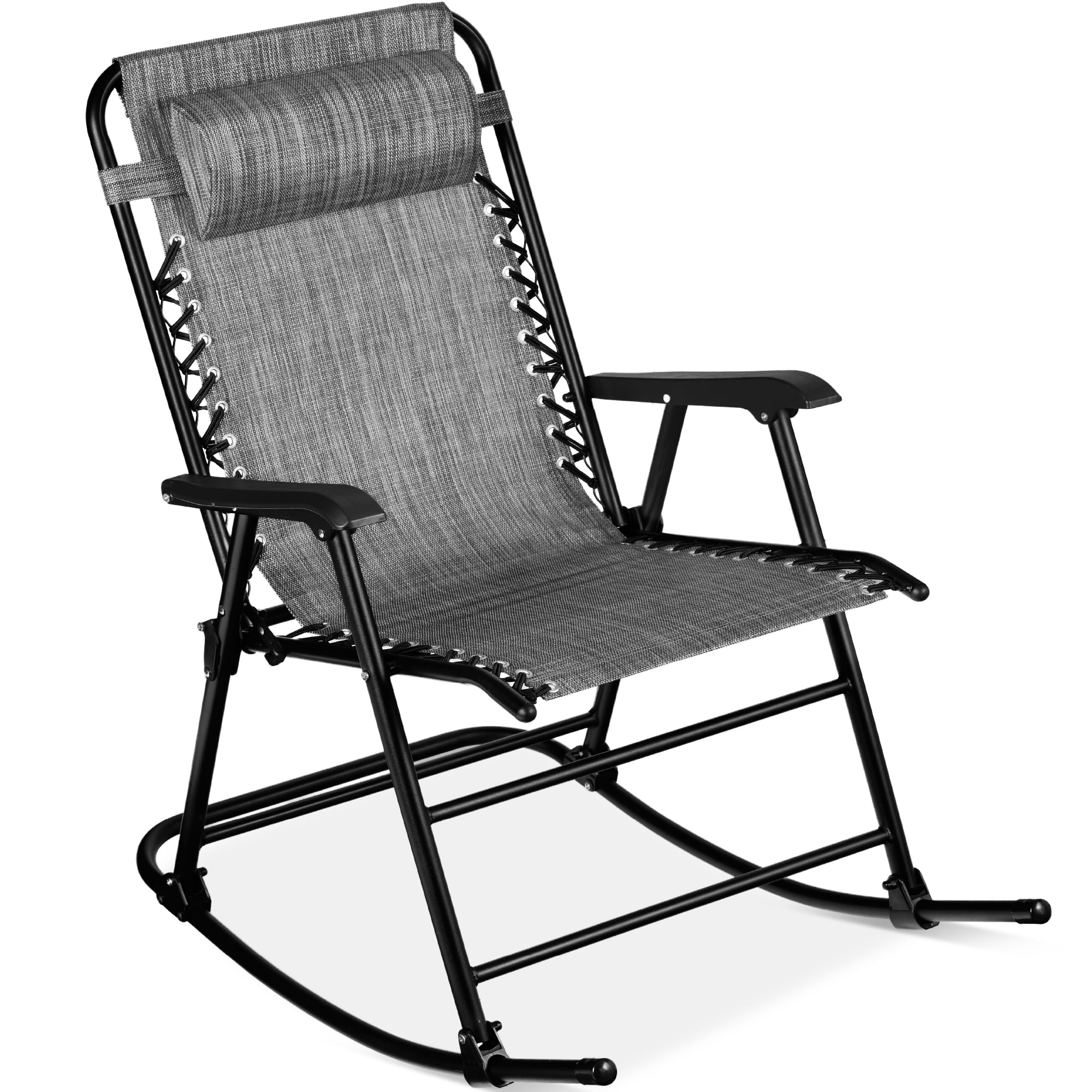 Best Choice Products Folding Outdoor Zero Gravity Rocking Lounge Chair w/ Headrest Pillow - Gray ...
