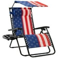 thumbnail image 1 of Best Choice Products Folding Zero Gravity Recliner Patio Lounge Chair w/ Canopy Shade, Headrest, Tray - American Flag, 1 of 8