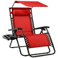 thumbnail image 1 of Best Choice Products Folding Zero Gravity Recliner Patio Lounge Chair w/ Canopy Shade, Headrest, Tray - Crimson Red, 1 of 9