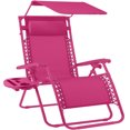 thumbnail image 1 of Best Choice Products Folding Zero Gravity Recliner Patio Lounge Chair w/ Canopy Shade, Headrest, Tray - Ultimate Pink, 1 of 8