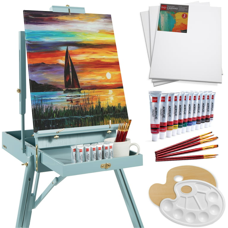 31 Pieces Mixed Media Art Set With Easel Blue - toys - Toys At Foys