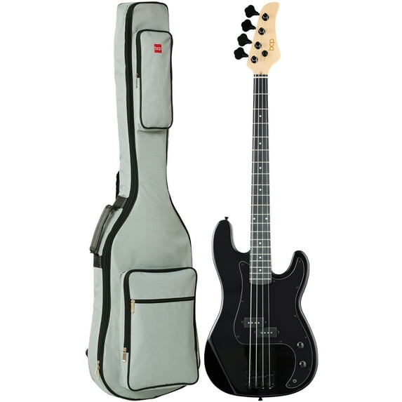 Best Choice Products Full Size Beginner 4-String Electric Guitar Bass Guitar w/ Padded Case - Black/Black