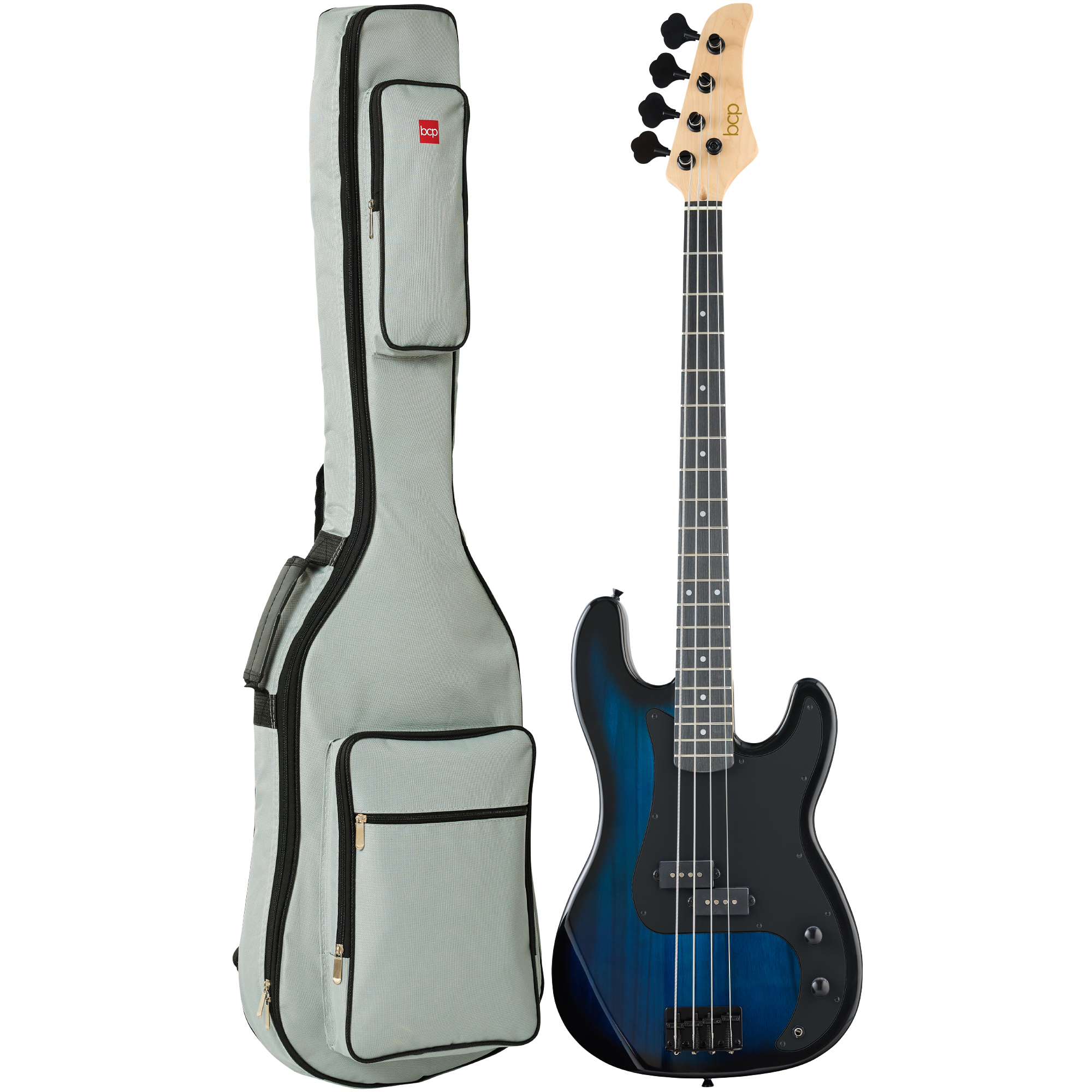 Best Choice Products Full Size Beginner 4-String Electric Guitar Bass Guitar w/ Padded Case - Hollywood Blue/Black