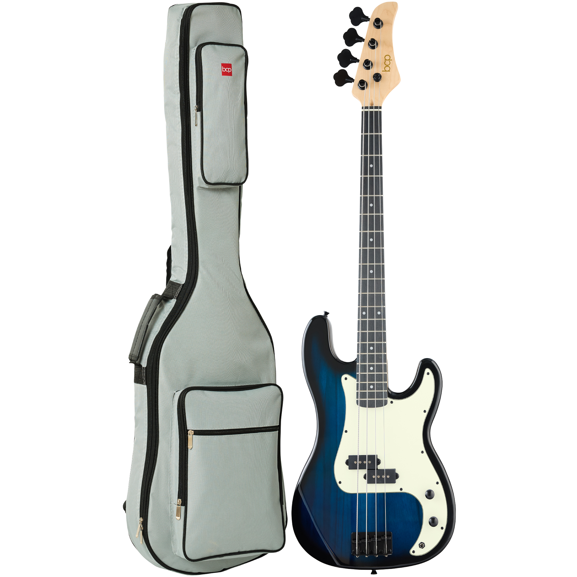 Best Choice Products Full Size Beginner 4-String Electric Guitar Bass Guitar w/ Padded Case - Hollywood Blue/Mint