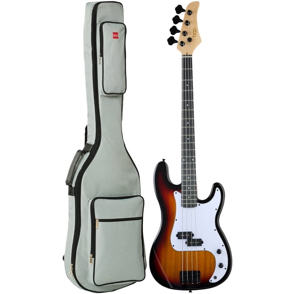 Best Choice Products Full Size Beginner 4-String Electric Guitar Bass Guitar w/ Padded Case - Sunburst/White