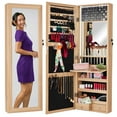 thumbnail image 1 of Best Choice Products Hanging Mirror Jewelry Armoire, Door or Wall Mounted Cabinet w/ LED Lights, Lock - Natural Oak, 1 of 8