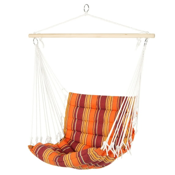 Best Choice Products Indoor Outdoor Padded Cotton Hammock Hanging Chair w/ 40in Spreader Bar - Orange
