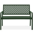 thumbnail image 1 of Best Choice Products Indoor Outdoor Steel Garden Bench w/ Geometric Backrest, Foot Levelers - Dark Green, 1 of 9