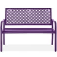 thumbnail image 1 of Best Choice Products Indoor Outdoor Steel Garden Bench w/ Geometric Backrest, Foot Levelers - Dark Purple, 1 of 8