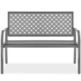 thumbnail image 1 of Best Choice Products Indoor Outdoor Steel Garden Bench w/ Geometric Backrest, Foot Levelers - Gray, 1 of 8