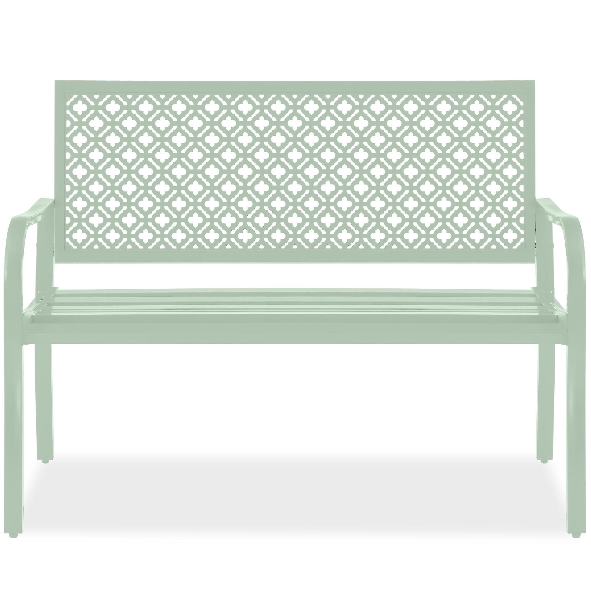 Mint Green Geometric Steel Outdoor Garden Bench