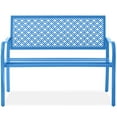 thumbnail image 1 of Best Choice Products Indoor Outdoor Steel Garden Bench w/ Geometric Backrest, Foot Levelers - Ocean Blue, 1 of 7