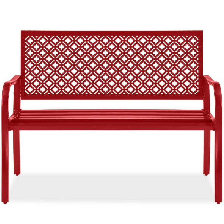 Red outdoor metal bench new arrivals