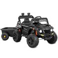 thumbnail image 1 of Best Choice Products Kids 12V Electric Ride-On UTV and Trailer w/ Parent Remote Control, LED Lights - Black, 1 of 11